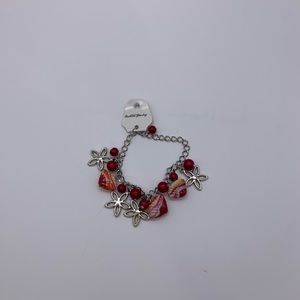 Brand New Nautical Fashion Jewelry Red Yellow & White Seashell Charm Bracelet